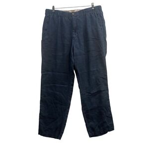 28 Palms Mens 100% Linen Pants XL 32 Navy Blue Elastic Drawstring Relaxed Beach